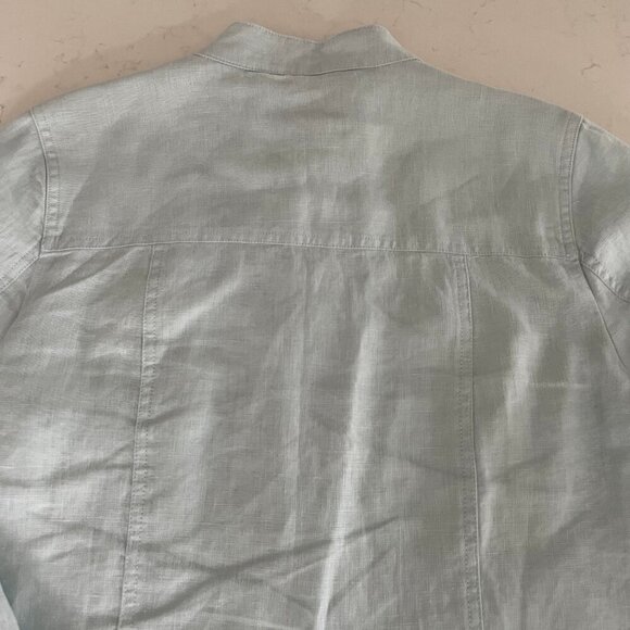 Coldwater Creek 100% Linen Button Down Jacket w Peplum Hem Powder Blue Sz S - Picture 5 of 9